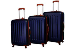 Go Explore 4 Wheel Small Hard Suitcase - Navy and Tan